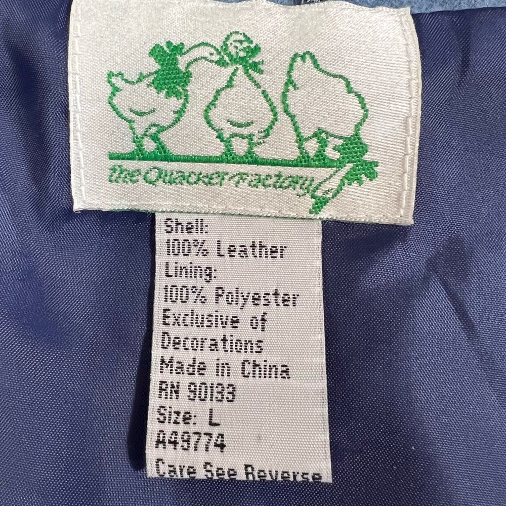 Quacker Factory blue suede Whipstitched Sunflower patchwork jacket - Picture 7 of 14